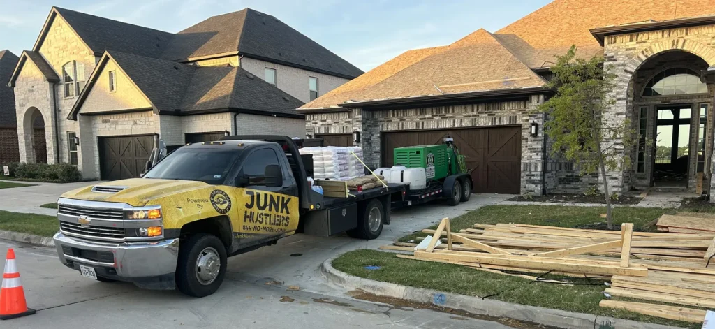 The Junk Hustlers team provided soda blasting services to remove fire damage from a home in Rockwall, Texas